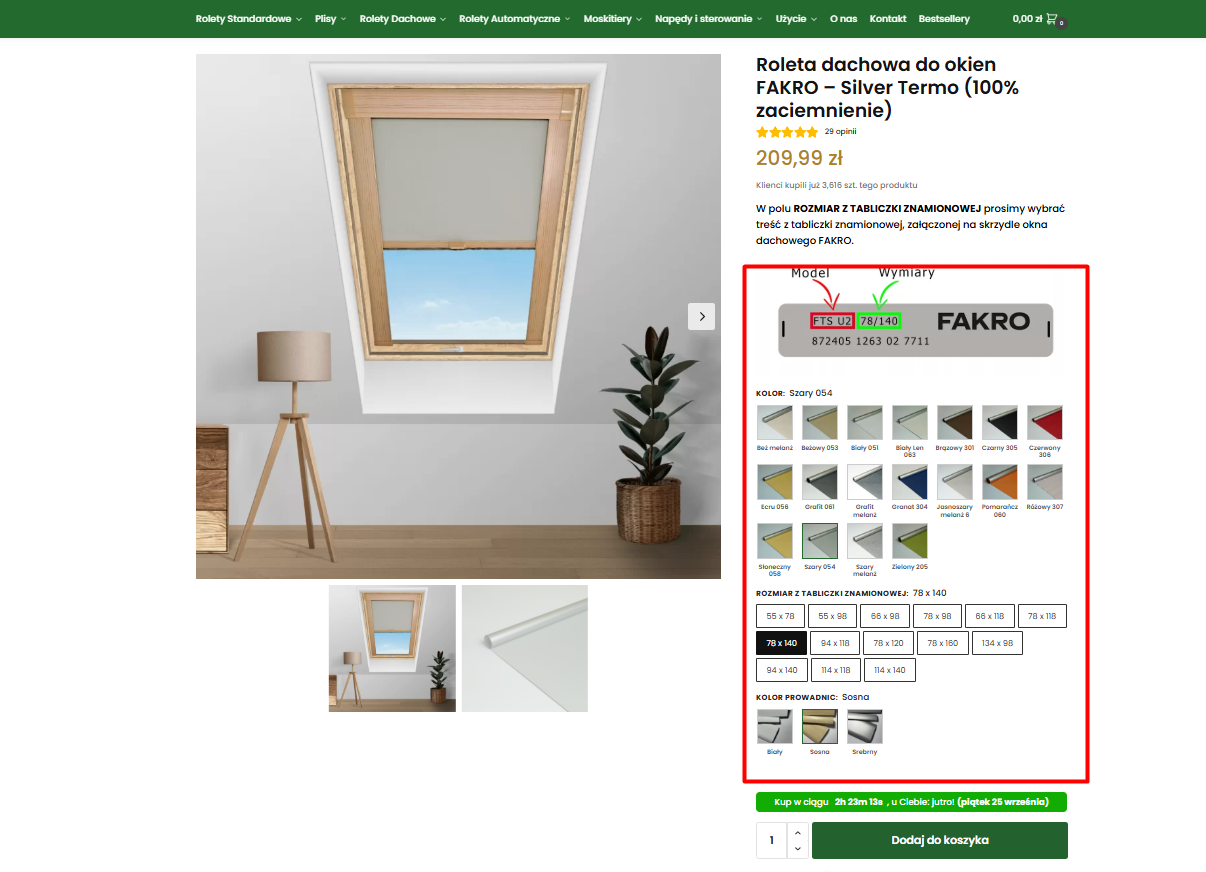 Wdrożenie Heurystyki 2 w Rolexpress - tabliczka FAKRO