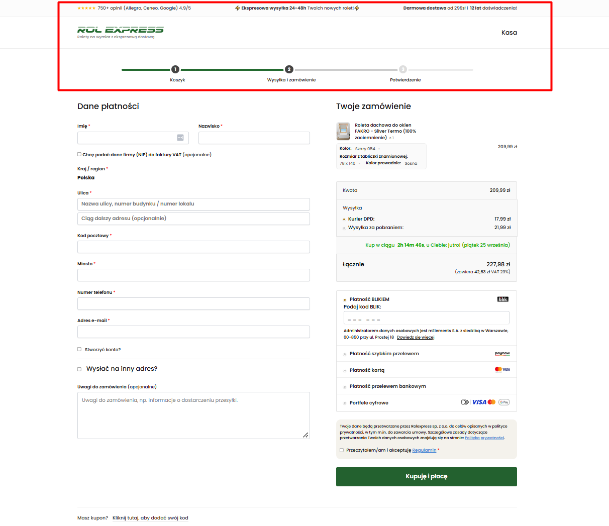 Wdrożenie Heurystyki 8 w Rolexpress - distraction-free checkout