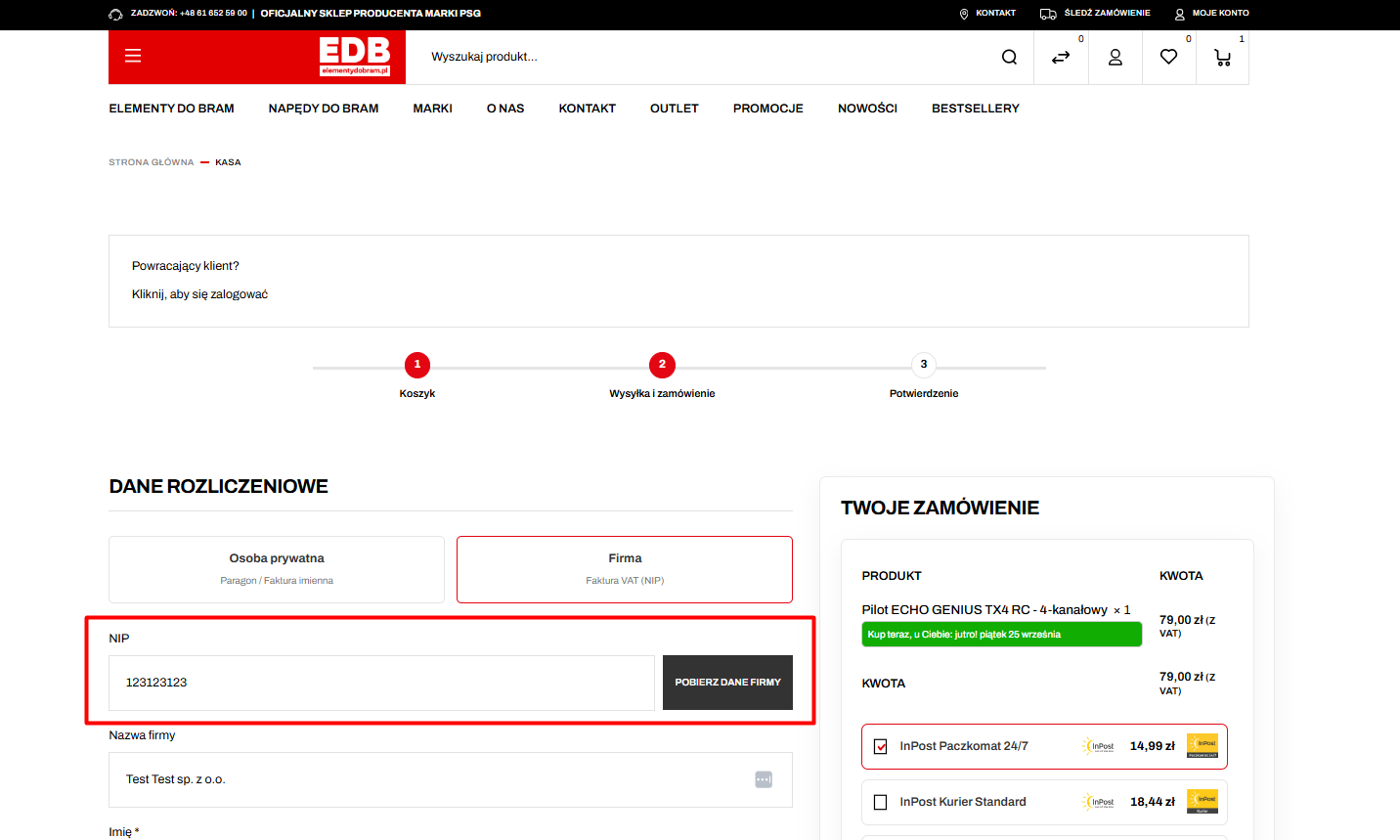 Wdrożenie Heurystyki 9 w ElementyDoBram - pobieranie danych NIP z GUS