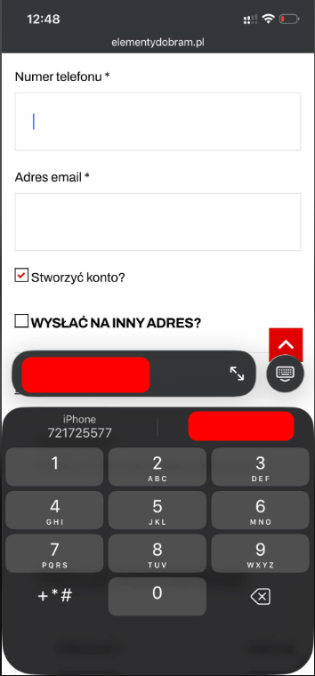 Wymuszenie klawiatury numerycznej na urządzeniu mobilnym